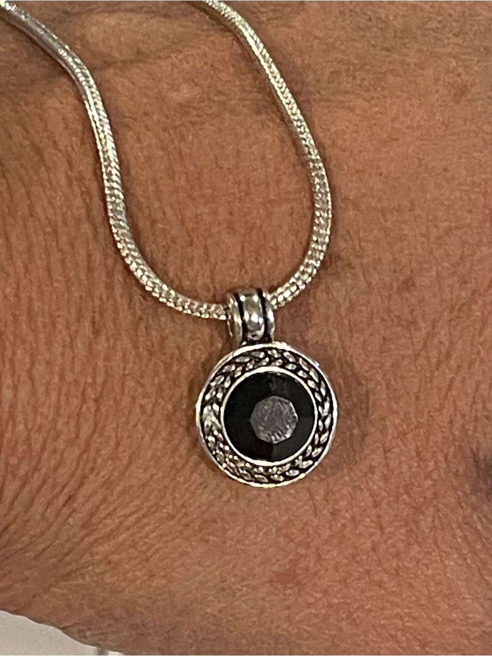 Napier Silver Pendant Necklace with Onyx  Gem Jewelry - Picture 7 of 8